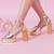 Gold embroidered block high heels