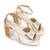 Gold embroidered block high heels