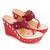 Red embroidered wedges shoes