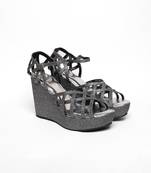 Black solid wedges shoes