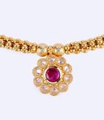 Traditional round shape golden balls pink stone gold plated choker necklace set for women