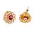 Traditional round shape golden balls pink stone gold plated choker necklace set for women