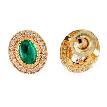 Traditional round shape golden balls green stone gold plated choker necklace set for women 3