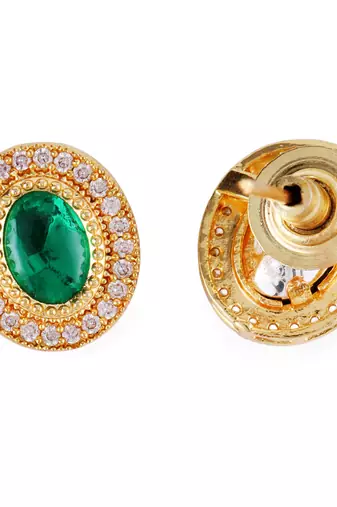 Traditional round shape golden balls green stone gold plated choker necklace set for women
