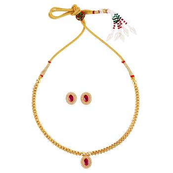 Traditional round shape golden balls pink stone gold plated choker necklace set for women 1