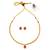 Traditional round shape golden balls pink stone gold plated choker necklace set for women