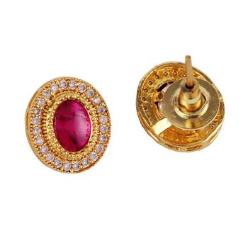 Traditional round shape golden balls pink stone gold plated choker necklace set for women 3
