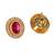 Traditional round shape golden balls pink stone gold plated choker necklace set for women