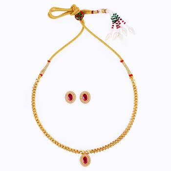 Traditional round shape golden balls pink stone gold plated choker necklace set for women 4