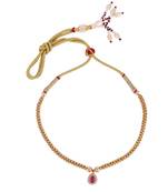 Traditional oval shape golden balls pink stone gold plated choker necklace for women