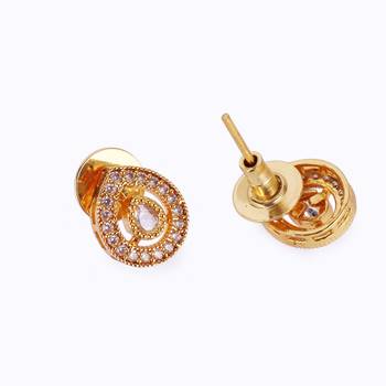 Traditional oval shape golden balls white stone gold plated choker necklace set for women 3
