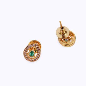 Traditional oval shape golden balls green stone gold plated choker necklace set for women 3