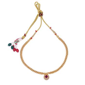 Traditional round shape golden balls pink stone gold plated choker necklace for women 1