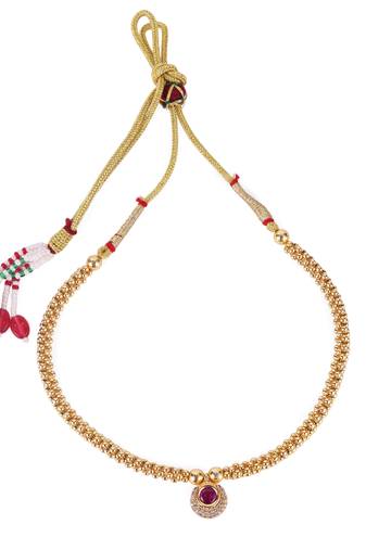 Traditional round shape golden balls pink stone gold plated choker necklace for women