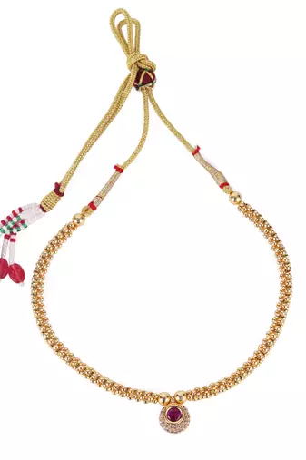 Traditional round shape golden balls pink stone gold plated choker necklace for women