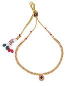 Traditional round shape golden balls pink stone gold plated choker necklace for women