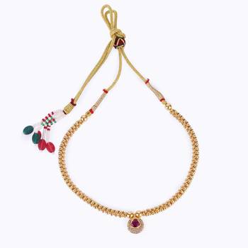 Traditional round shape golden balls pink stone gold plated choker necklace for women 3