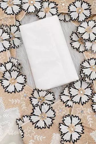 Black Color With Intricate Multithread Embroidery And Floral Butta White Organza Saree