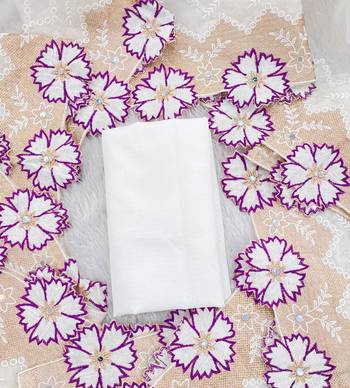 Purple Color With Intricate Multithread Embroidery And Floral Butta White Organza Saree 4
