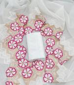 Rani Pink Color With Intricate Multithread Embroidery And Floral Butta White Organza Saree