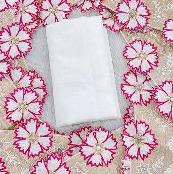Rani Pink Color With Intricate Multithread Embroidery And Floral Butta White Organza Saree 4