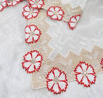 Red Color With Intricate Multithread Embroidery And Floral Butta White Organza Saree 2