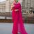 bright pink organza sequence work saree without blouse