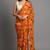 mustard color printed chiffon saree without blouse 