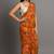 mustard color printed chiffon saree without blouse 