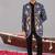 Navy blue georgette embroidered jodhpuri set for mens