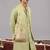 Ghreen georgette embroidered linen kurta jacket set for mens