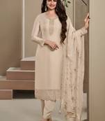 Ivory crape semi stitched wedding suits