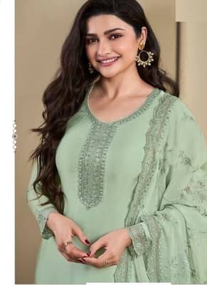 Light green Embroidered Salwar suit-Full Stitched Free size 2