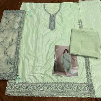 Light green Embroidered Salwar suit-Full Stitched Free size 3