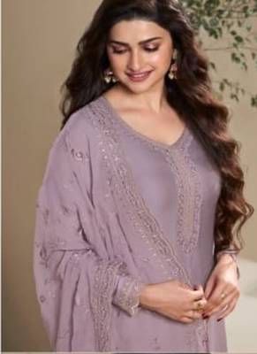 Light purple Embroidered Salwar suit-Full Stitched Free size 2
