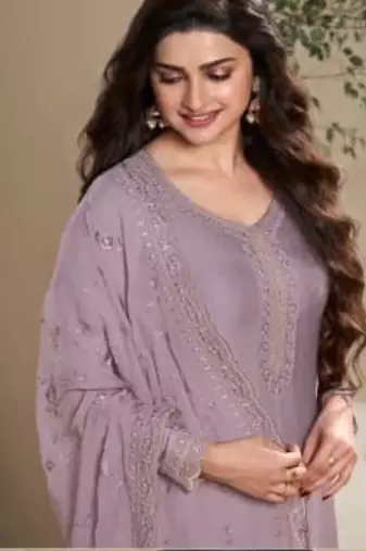 Light purple Embroidered Salwar suit-Full Stitched Free size