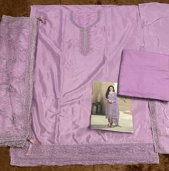 Light purple Embroidered Salwar suit-Full Stitched Free size 3