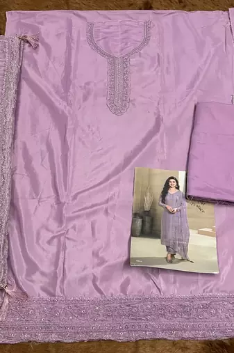 Light purple Embroidered Salwar suit-Full Stitched Free size