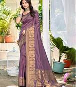 Sangam prints wine assam silk woven work traditional saree