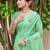 Sangam prints light green linen woven work traditional saree