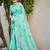Sangam prints sea green linen woven work traditional saree