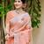 Sangam prints peach linen woven work traditional saree