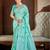 Sangam prints sea green linen woven work traditional saree