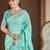 Sangam prints sea green linen woven work traditional saree