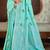 Sangam prints sea green linen woven work traditional saree
