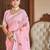 Sangam prints pink linen woven work traditional saree