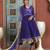 Purple embroidered georgette stitched a line trouser kurta dupatta readymade suits