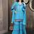 Blue embroidered georgette stitched straight cut trouser kurta dupatta readymade suits