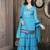 Blue embroidered georgette stitched straight cut trouser kurta dupatta readymade suits