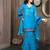 Blue embroidered georgette stitched straight cut trouser kurta dupatta readymade suits